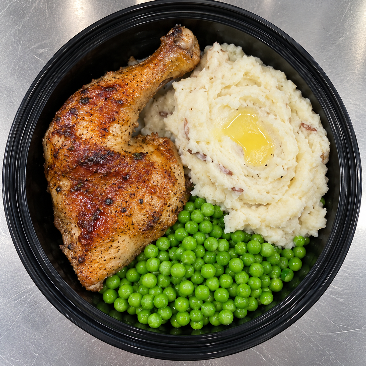 52 1/4 Roasted Chicken/ Mashed Potatoes/ Green Peas