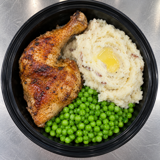 52 1/4 Roasted Chicken/ Mashed Potatoes/ Green Peas