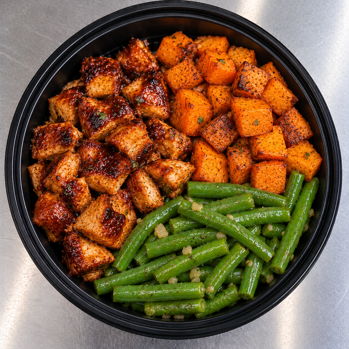 73 Barbecue Chicken / Roasted Sweet Potatoes / Green Beans