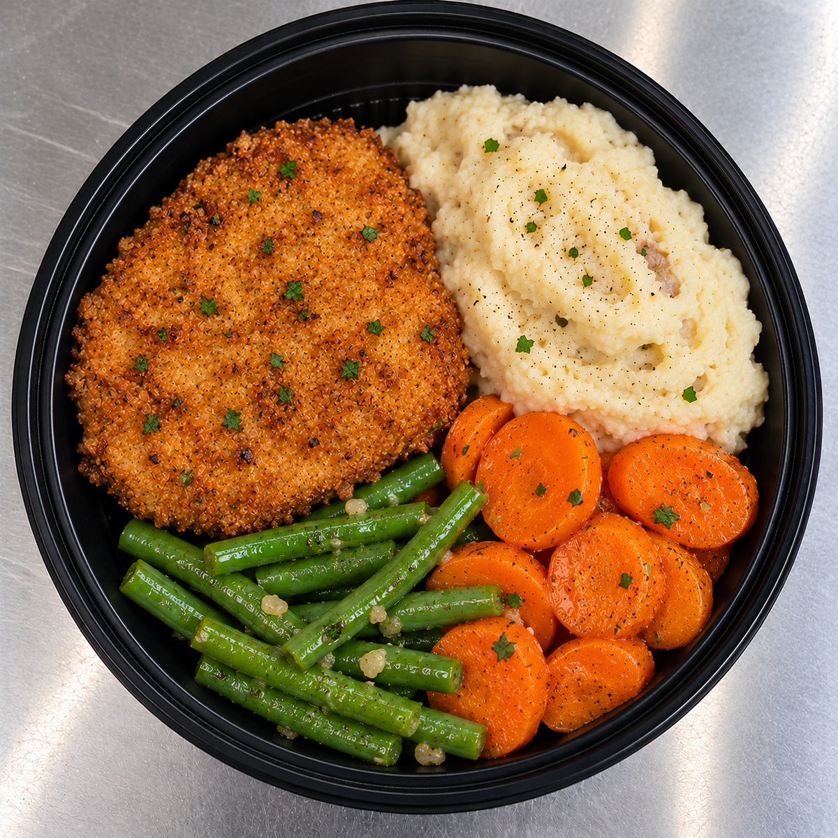 83 Breaded Chicken / Mashed Potatoes / Green Beans and Carrots