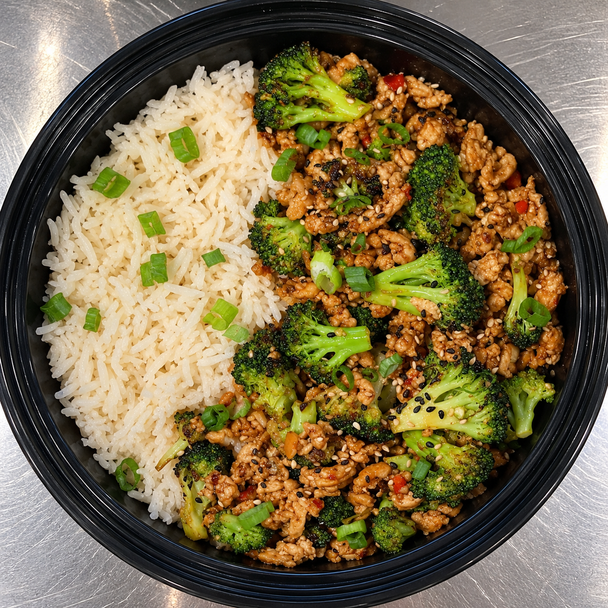 12 Ground Pork/ White Rice / Broccoli