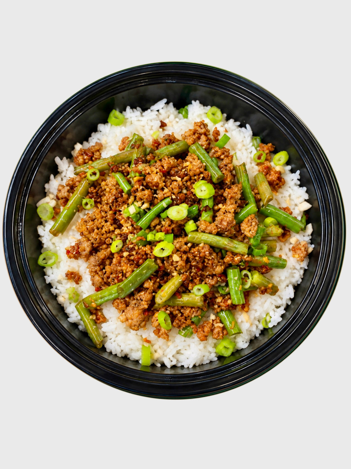 #64 Ground Pork / White Rice / Green Beans