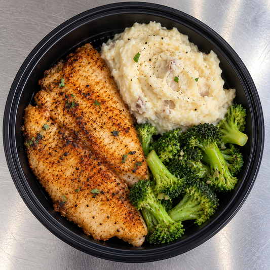 13 Tilapia Fillet / Mashed Potatoes / Broccoli